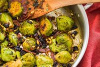 Roasted Brussels Sprouts with Crispy Bacon and Sweet Cranberries