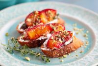 Blushing Nectarine Goat Cheese Crostini