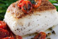 Mediterranean Halibut with Burst Tomatoes
