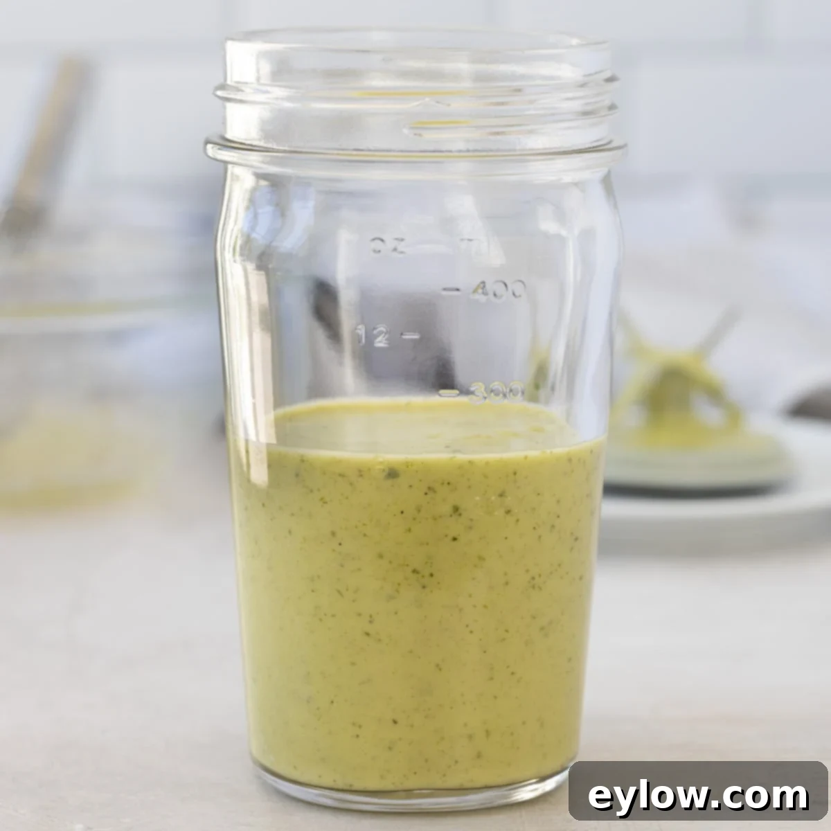Lemon chicken marinade with herbs blended until creamy.
