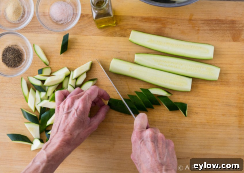 chopping zucchini for grilling | AFoodCentricLife.com