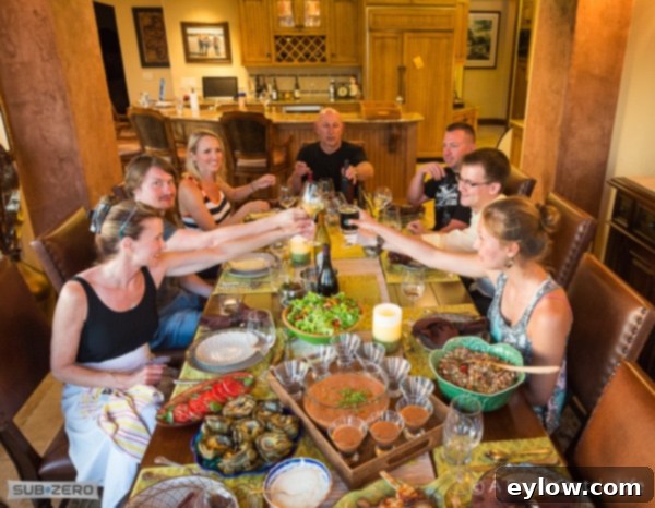 Cheers! Time for dinner with all gather around. 