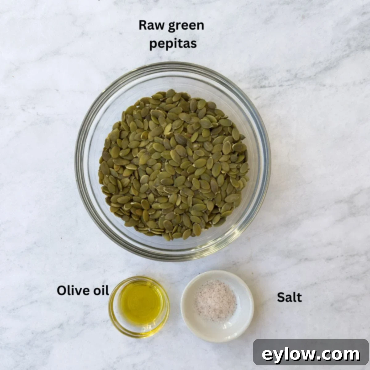 Simple ingredients for roasted pumpkin seeds called pepitas.