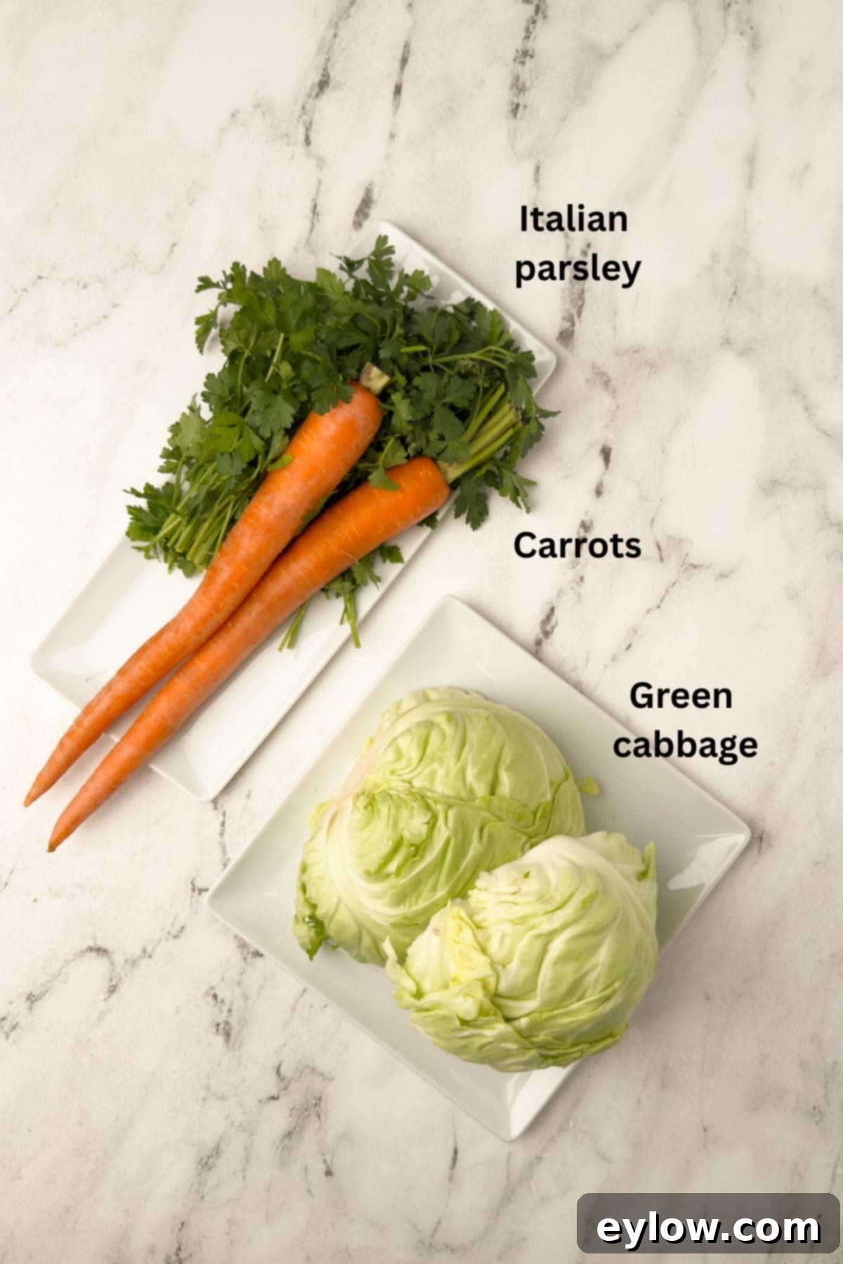 Quick and Creamy Coleslaw 3 ingredients to make simple coleslaw, carrots, cabbage, and parsley.
