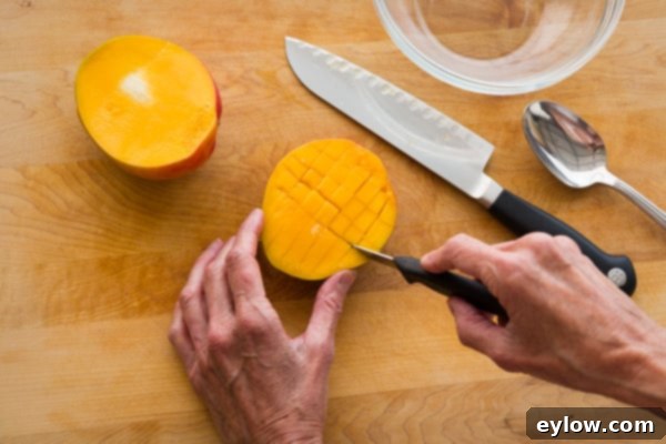 Tropical Mango Green Smoothie 3 how to cut up a mango