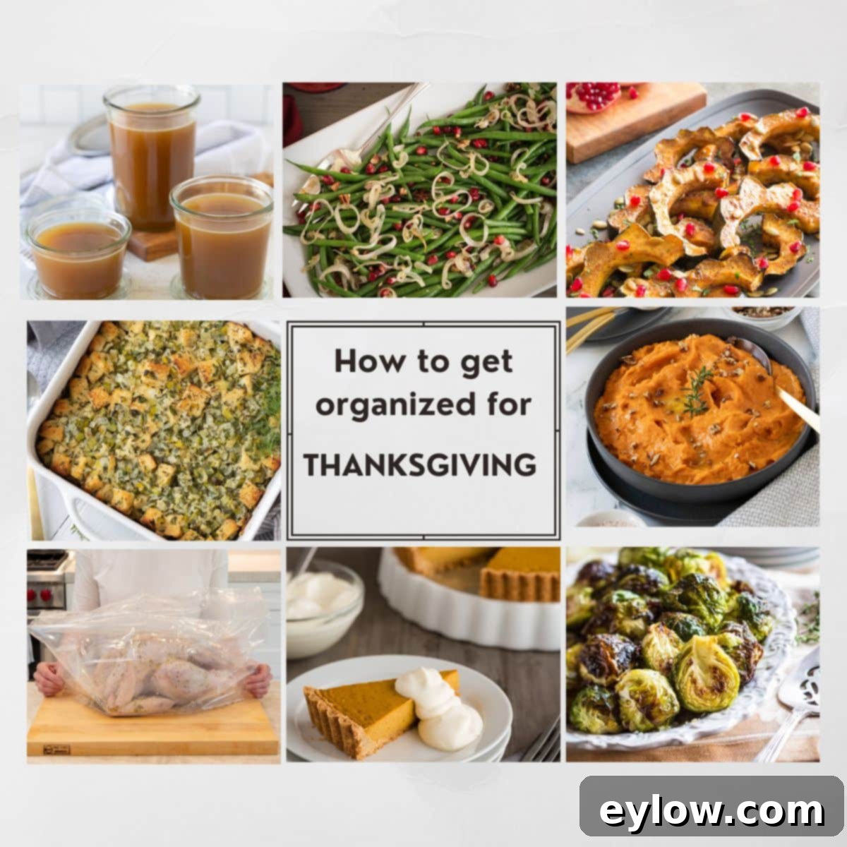 Effortless Thanksgiving Your Guide to a Calm Holiday 2 A photo collage of Thanksgiving recipes and how to get organized article.