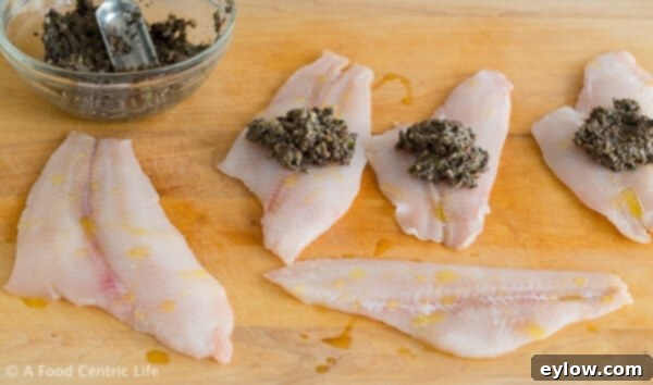 Sole's Savory Mushroom Heart 3 Assembling Mushroom Stuffed Sole Fillets