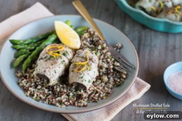 Sole's Savory Mushroom Heart 6 Plated Mushroom Stuffed Sole with Garnish