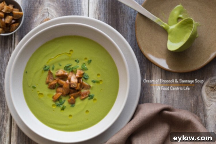 Cream of Broccoli and Sausage Soup |AFoodCentricLife.com