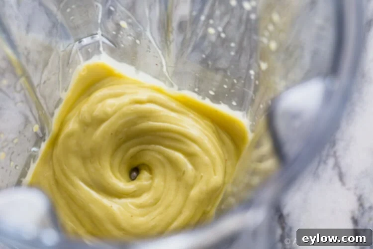 Finishing in the blender, thick and creamy.