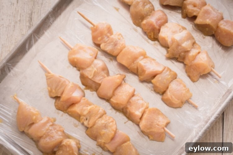 raw chicken kabobs