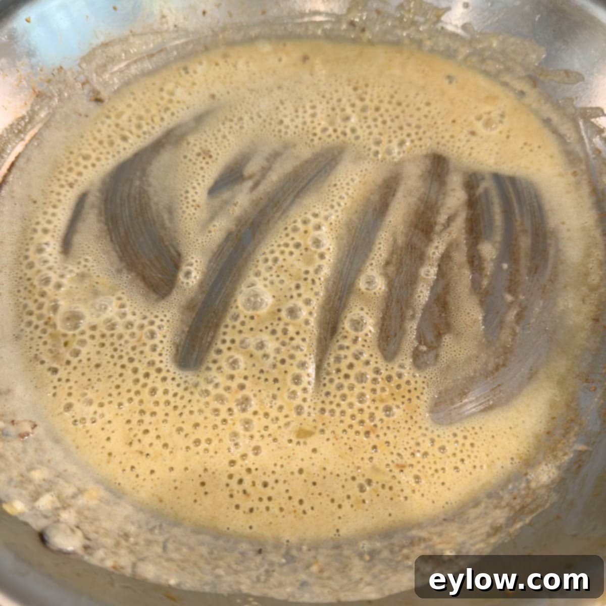 A Flour and butter mix called a roux, basis for a sauce or gravy.
