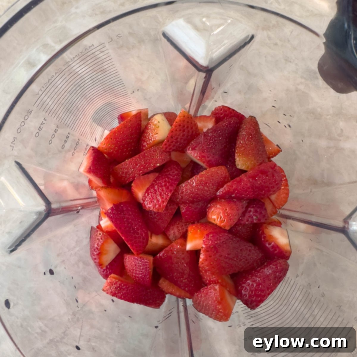 Velvety Strawberry Panna Cotta with Sweet Berry Drizzle 10 Chopped strawberries in a blend for pureeing into sauce.