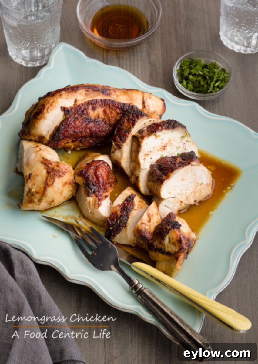 Aromatic Thai Lemongrass Chicken 2 Lemongrass chicken served on a platter, ready to be enjoyed.