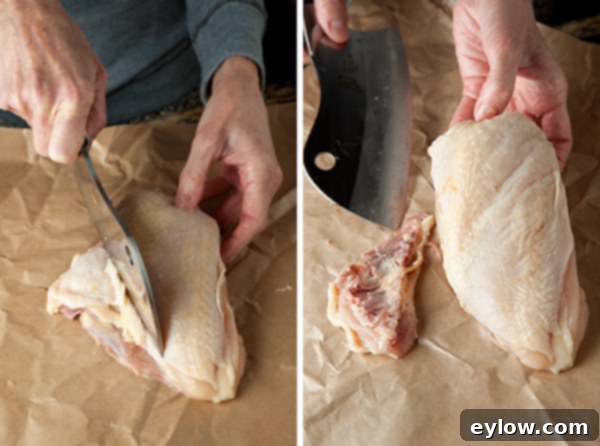 Aromatic Thai Lemongrass Chicken 4 Bone-in chicken breasts being prepared for cooking.