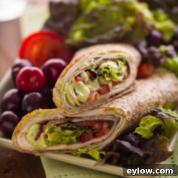 Creamy Avocado Turkey Wraps 4 Turkey Tortilla Wrap with Avocado Cream