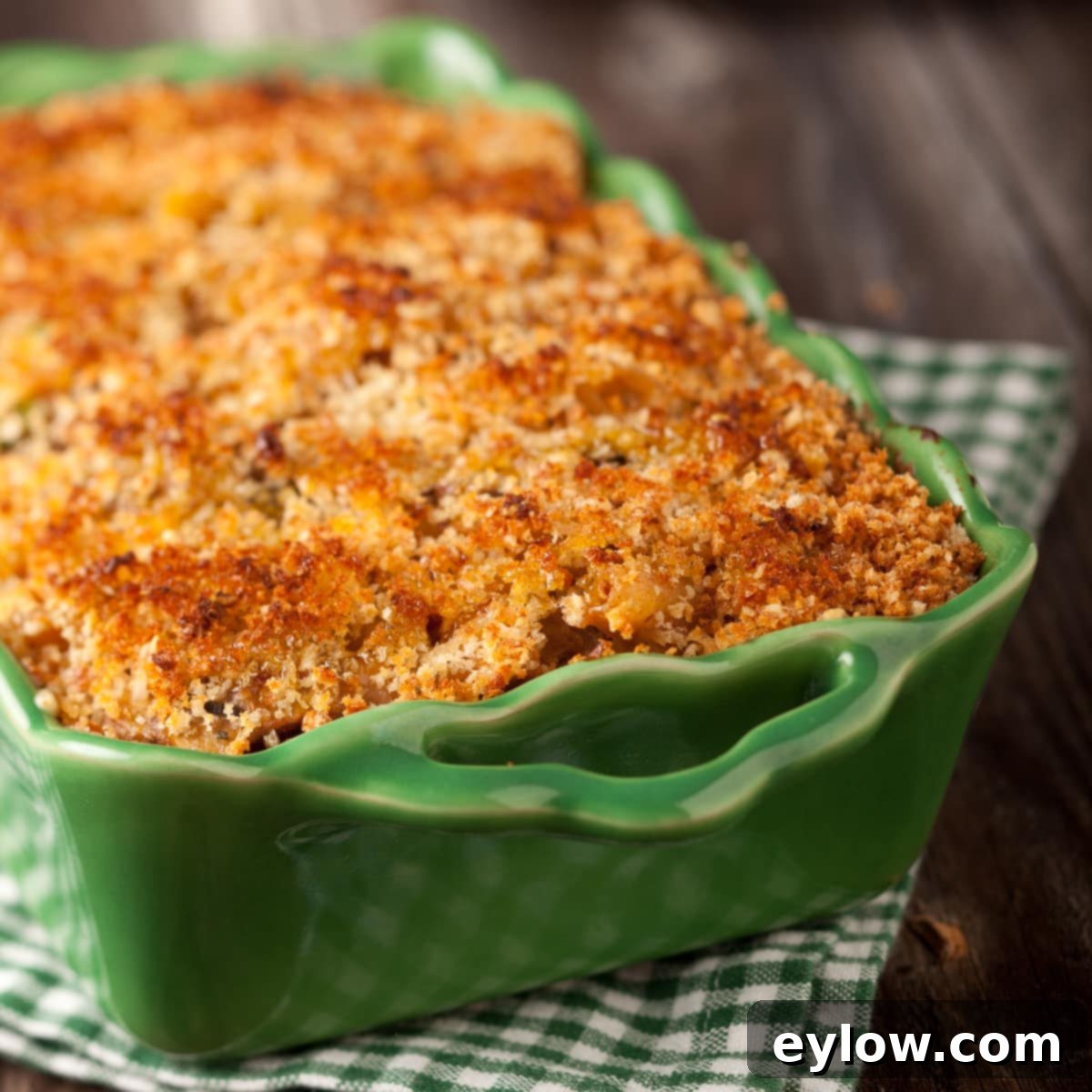 The finished, golden-brown turkey tetrazzini casserole, freshly baked and ready to eat.