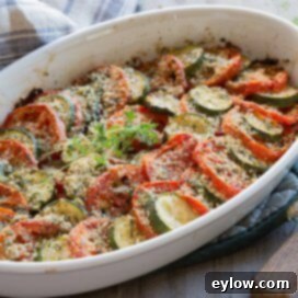 Zucchini Tomato Harvest Bake 3 tomato zucchini casserole | AFoodCentricLife.com
