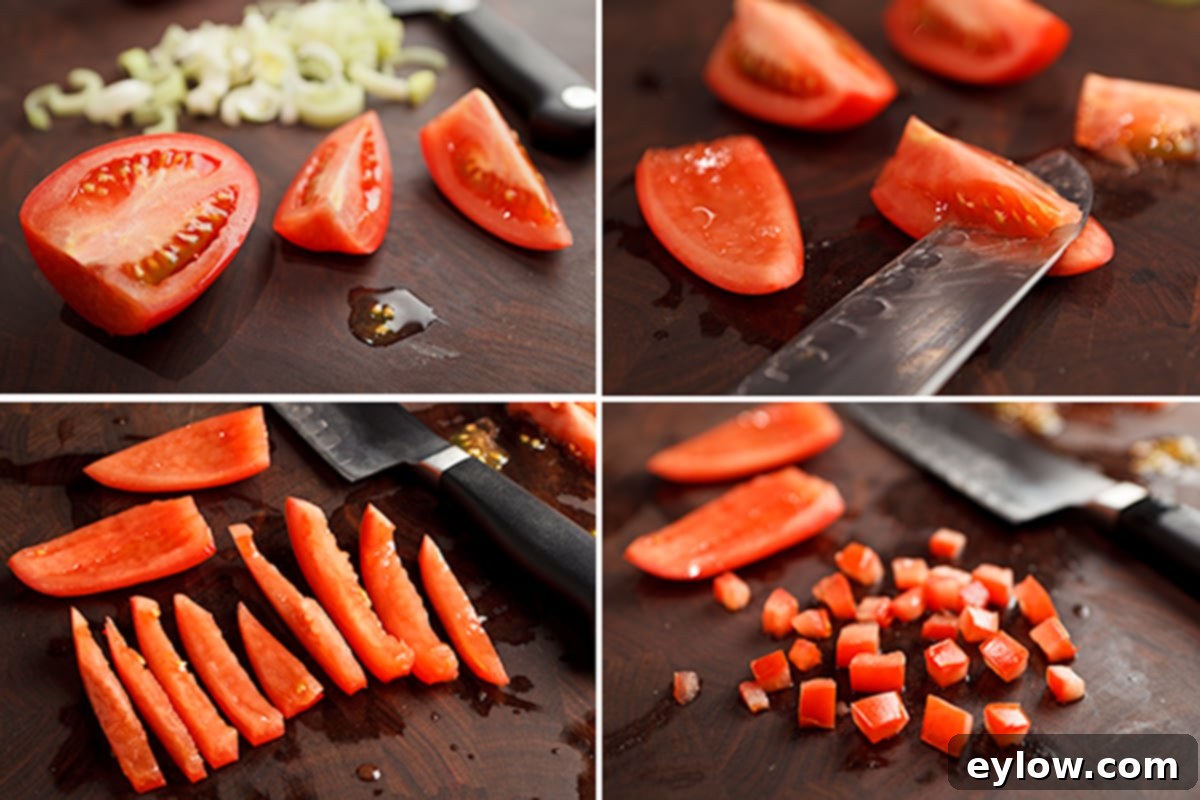 how to properly chop tomatoes.