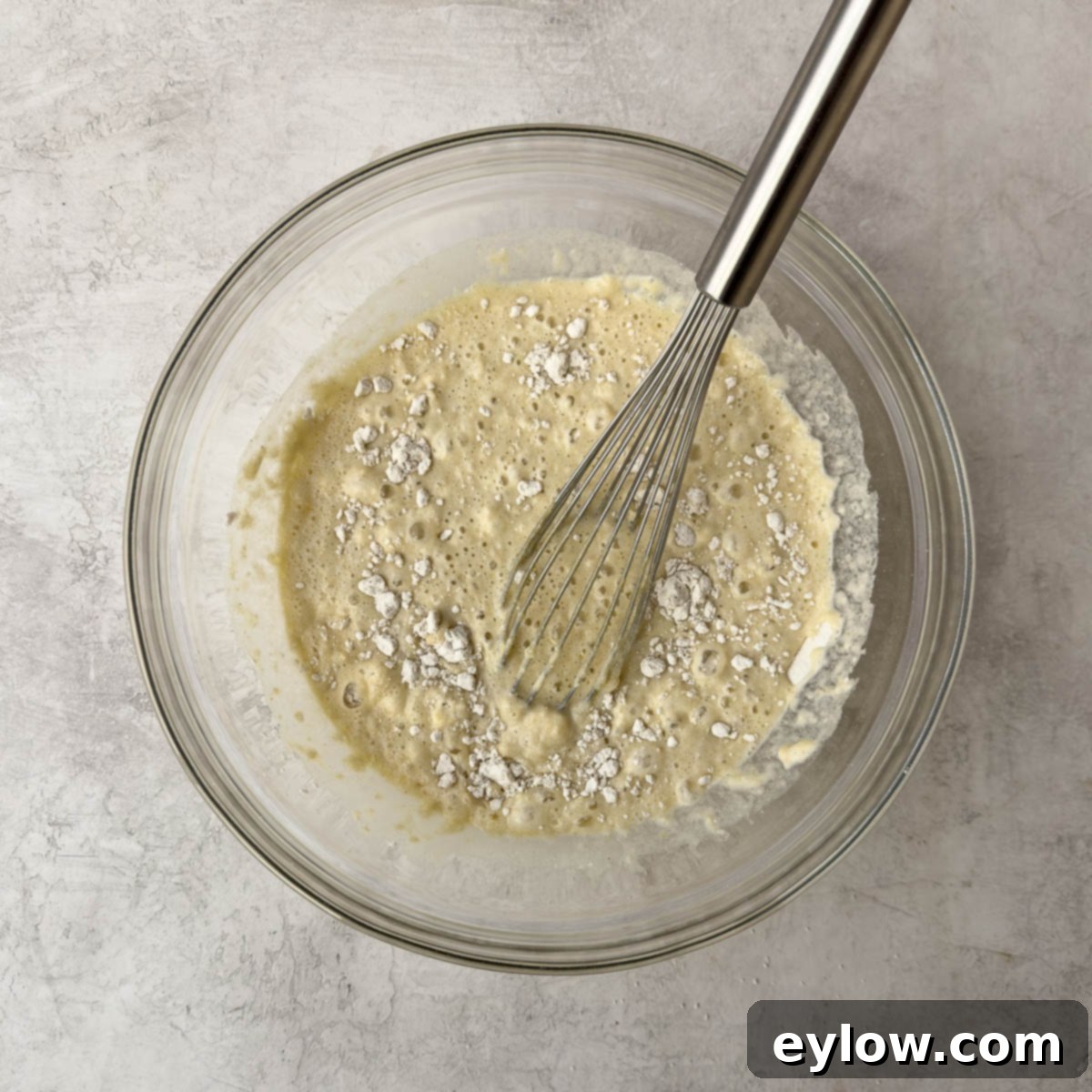 Fluffy Gluten-Free Waffles 6 Waffle batter with all ingredients in a bowl before mixing.