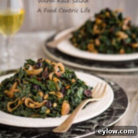 Warm Kale Salad with Dried Cranberries and Walnuts