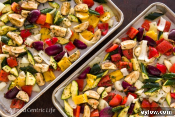 colorful vegetables on a baking sheet
